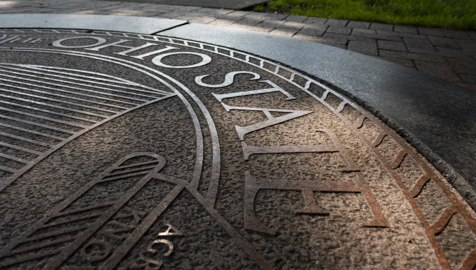 Ohio State University seal on the Oval