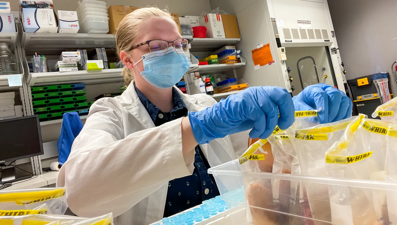 A lab technician preparing samples