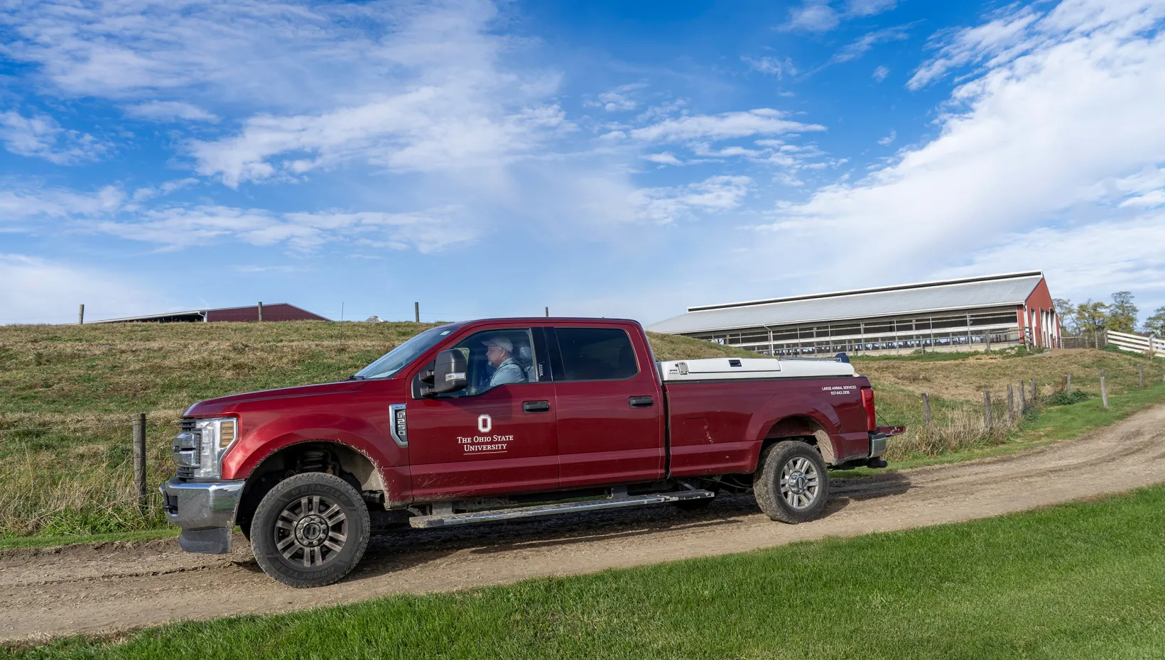 Ohio State veterinary field services truck at Four Henry Dairy in West Liberty, Ohio.
