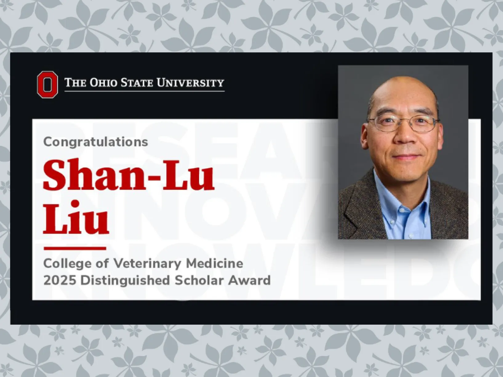 Shan-Lu Liu receives 2025 Distinguished Scholar Award