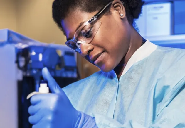 woman performing test in lab