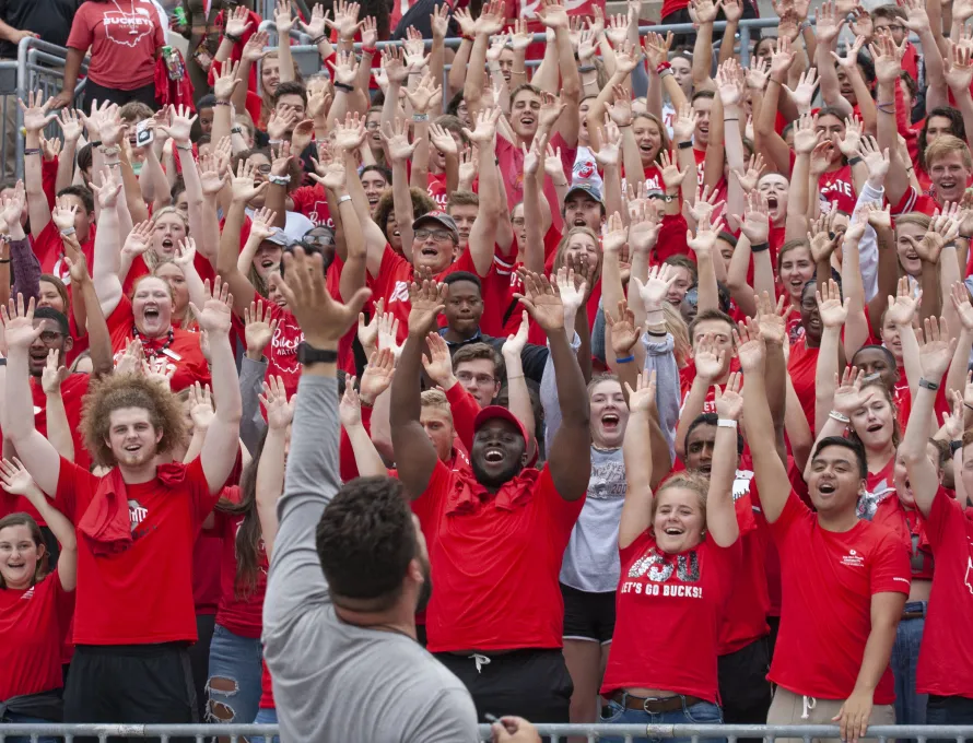 ohio state football game, fans in the stands cheering