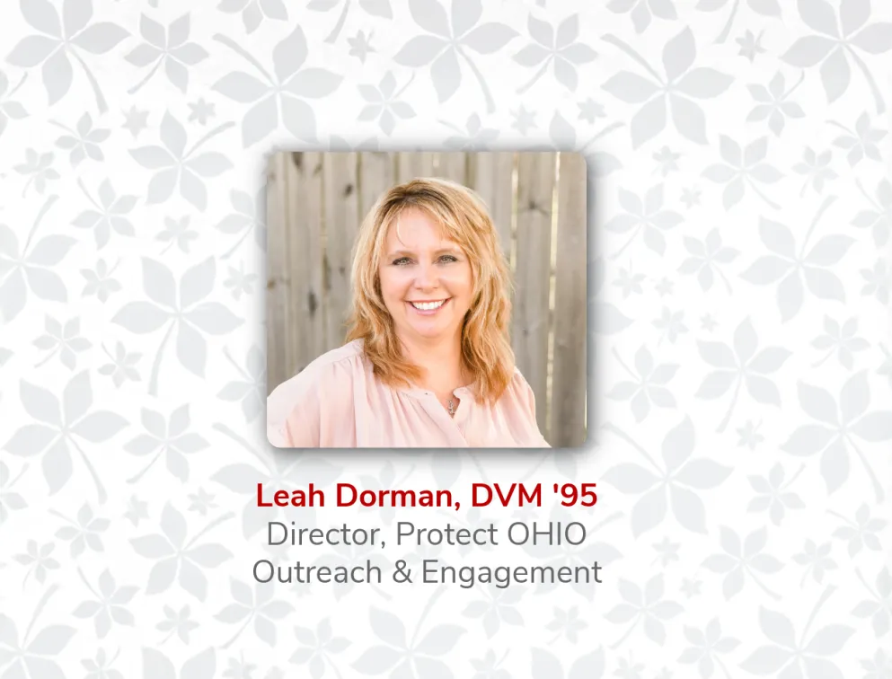 leah dorman, dvm '95, director, protect ohio outreach and engagement