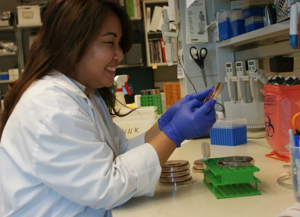 Student working in a research lab