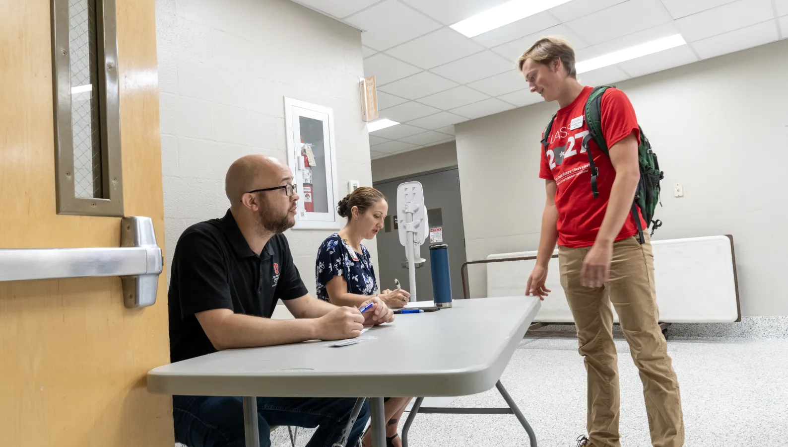 student at orientation